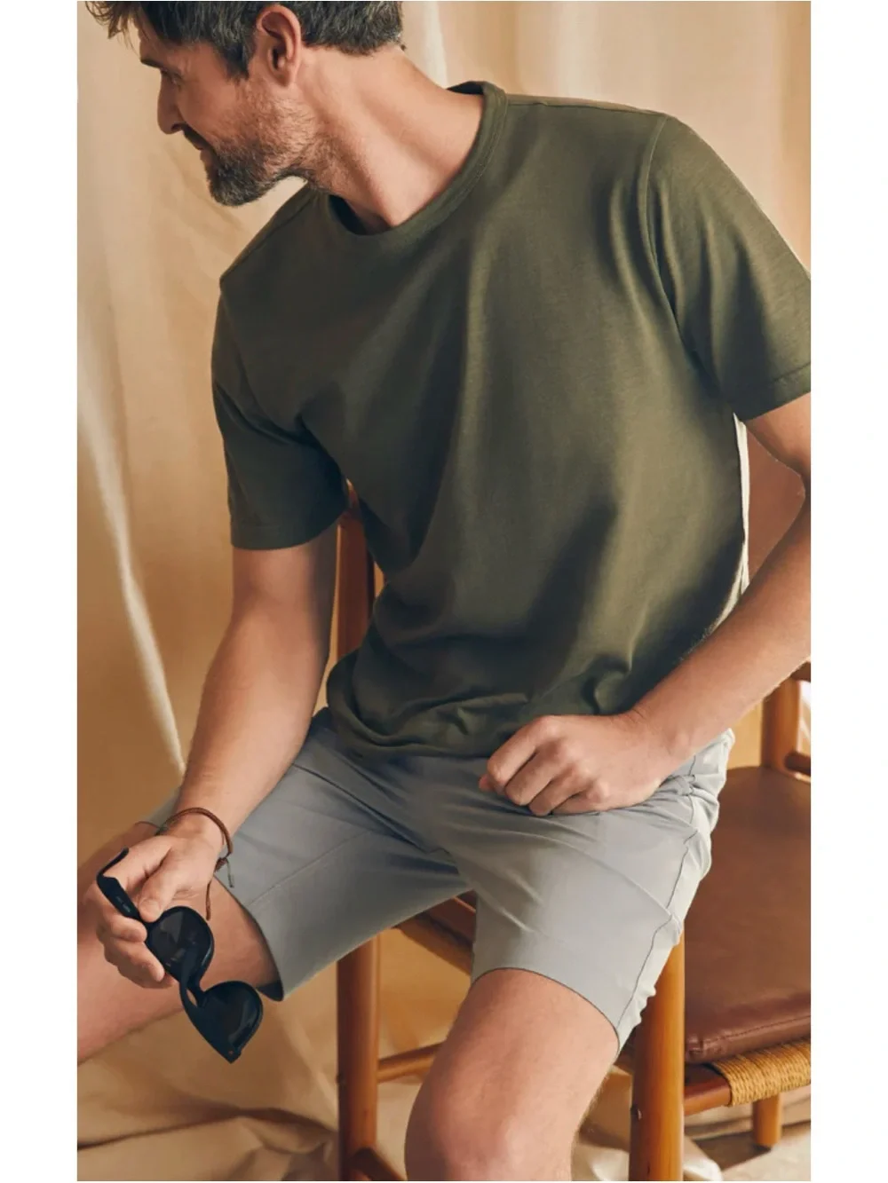 FAHERTY All Day Shorts 9” in Ice Gray Size 38
